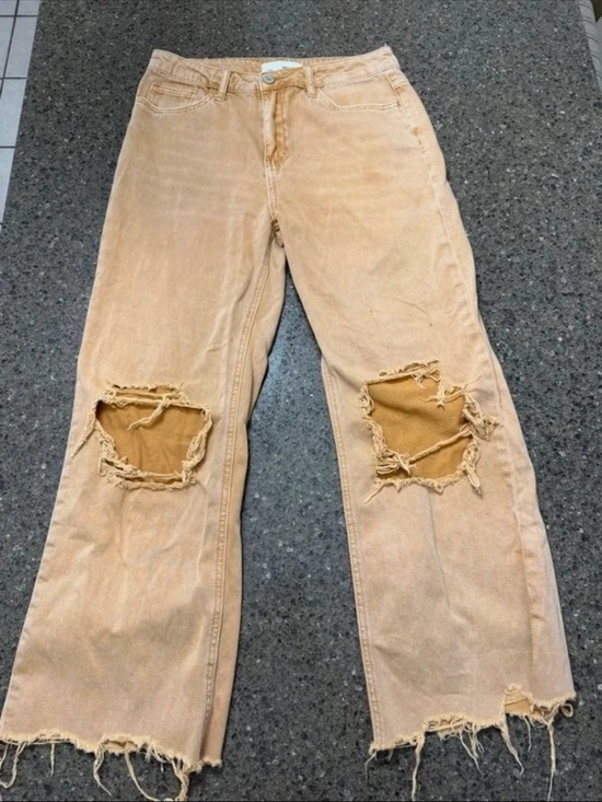 VERVET BY FLYING MONKEY Denim - VERVET BY FLYING MONKEY Tan Distressed Ankle Crop Jeans